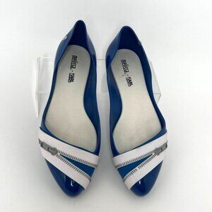 Melissa + Karl Lagerfeld Blue & White Zipper detail Flats Size 38